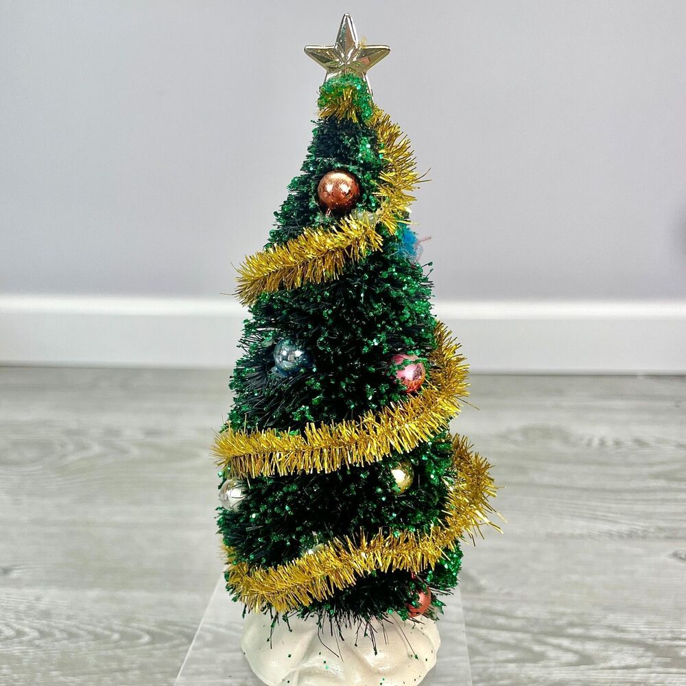 Vintage LEMAX 6in Sparkling Christmas Tree Garland Ornaments and Star Topper